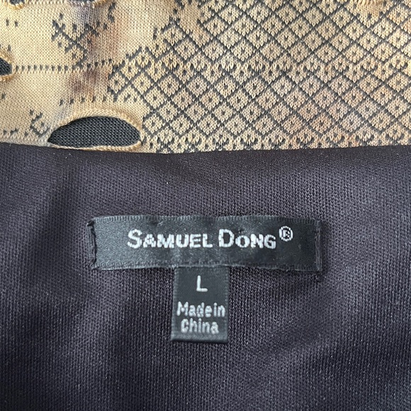 Samuel Dong Distressed Adjustable Bodycon Dress Size L Black,Brown, Blue & Tan - Picture 4 of 6